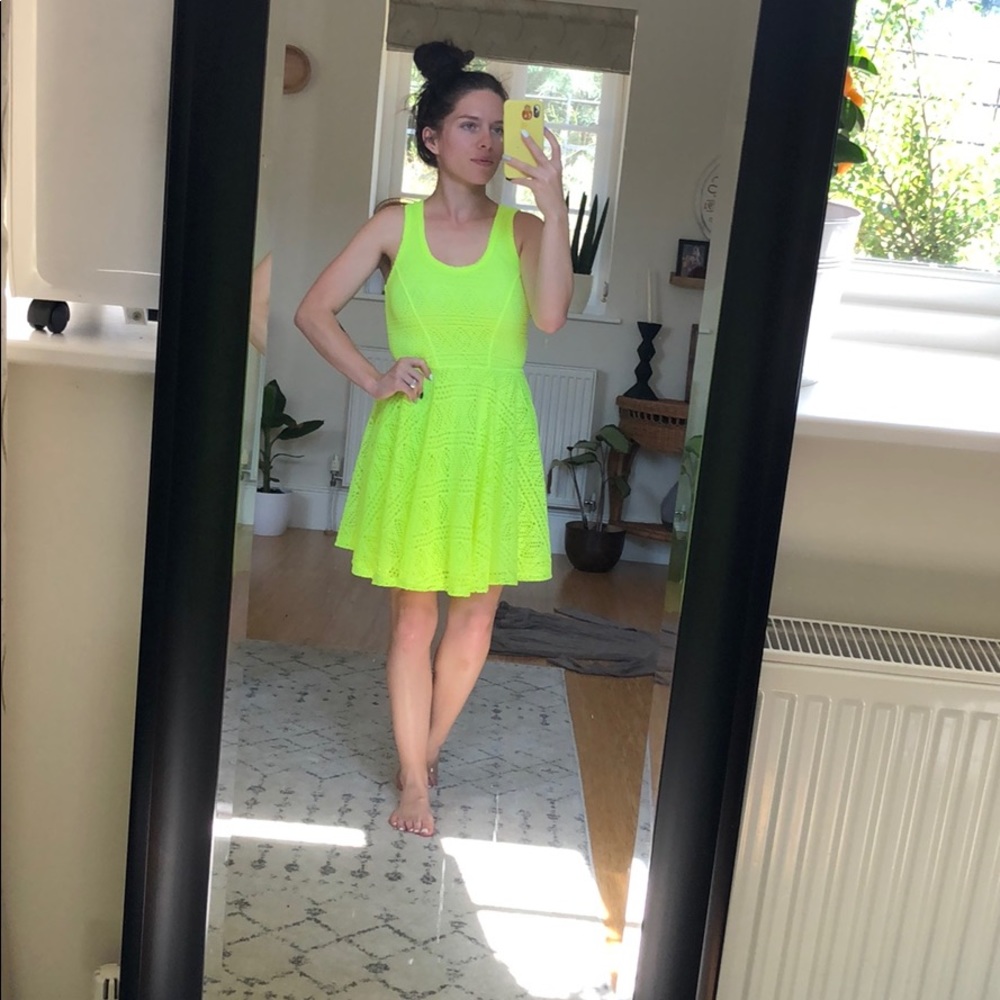 Neon Yellow/Lime Skater Dress by Express